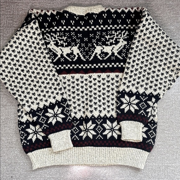 VINTAGE Peconic Bay Trader’s Oversized 100% Cotton Sweater Mens Large Festive - Picture 2 of 8